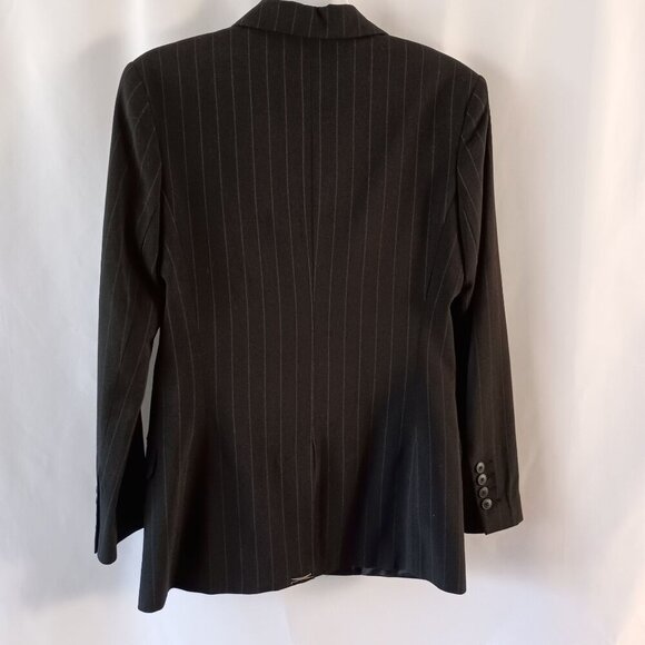 Norma Kamali Boyfriend Jacket Black White Pinstripe Size 4 Blazer Excellent - Picture 8 of 9